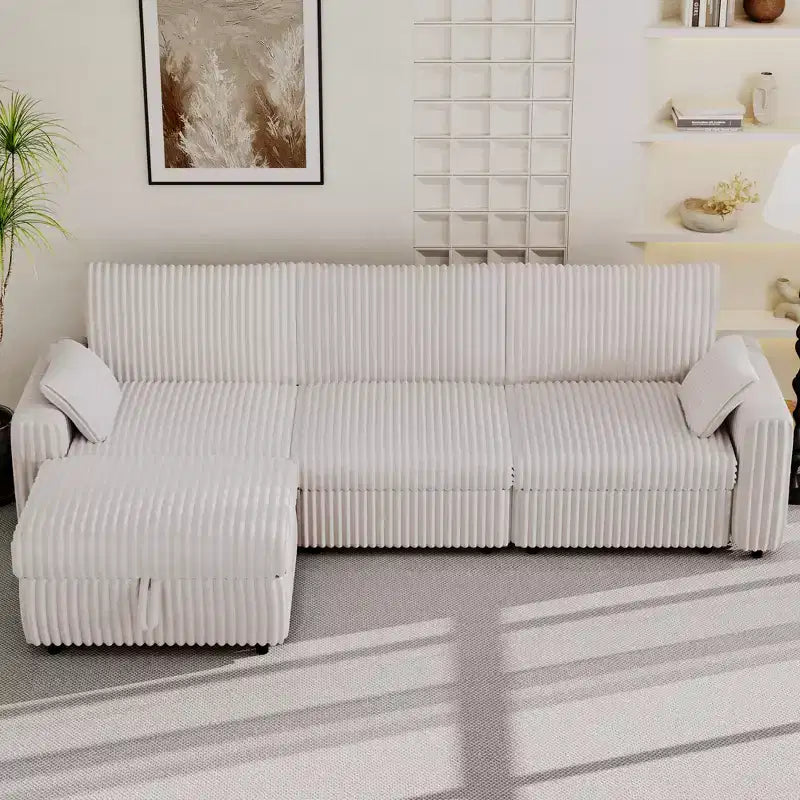 Canapé sectionnel modulaire en velours côtelé Dyonery avec housses lavables