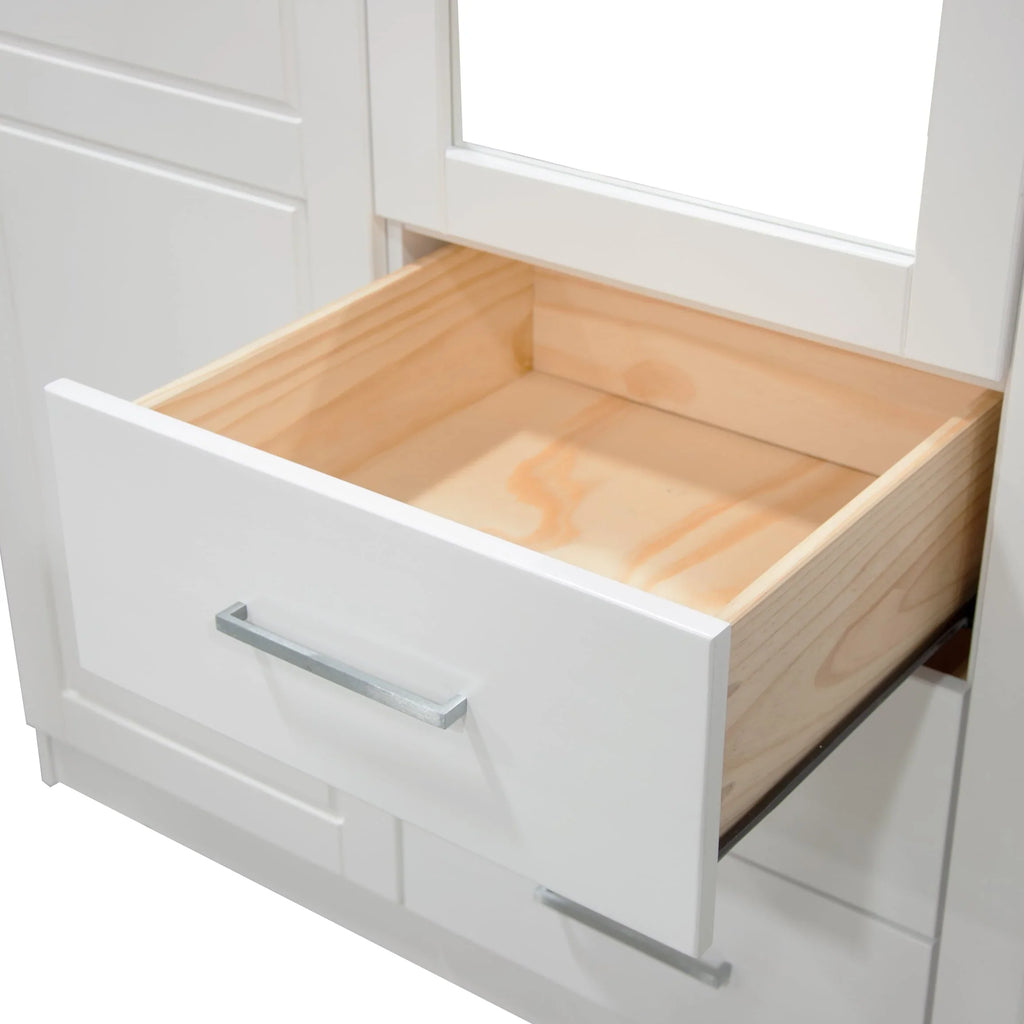 Palace Imports Cosmo kledingkast met 3 deuren, 100% massief hout, met deuren van massief hout of spiegelglas