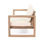 Ensemble de mobilier de patio en bois d’acacia, ensemble d’extérieur avec table basse et coussins moelleux pour jardin, véranda et balcon, beige - Merax