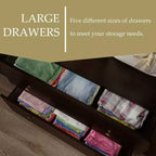 Armoire Hitow avec 2 grands tiroirs, espace central pour vêtements suspendus et miroir, style minimaliste