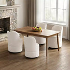 Chaise de coiffeuse pivotante avec rangement, tabouret rond rembourré avec dossier, fauteuil tonneau d’appoint doux et rembourré pour chambre et salon
