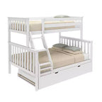 Max & Lily Etagenbett aus Massivholz, Einzelbett über Doppelbett mit ausziehbarem Stauraumbett und Leiter für Kinder