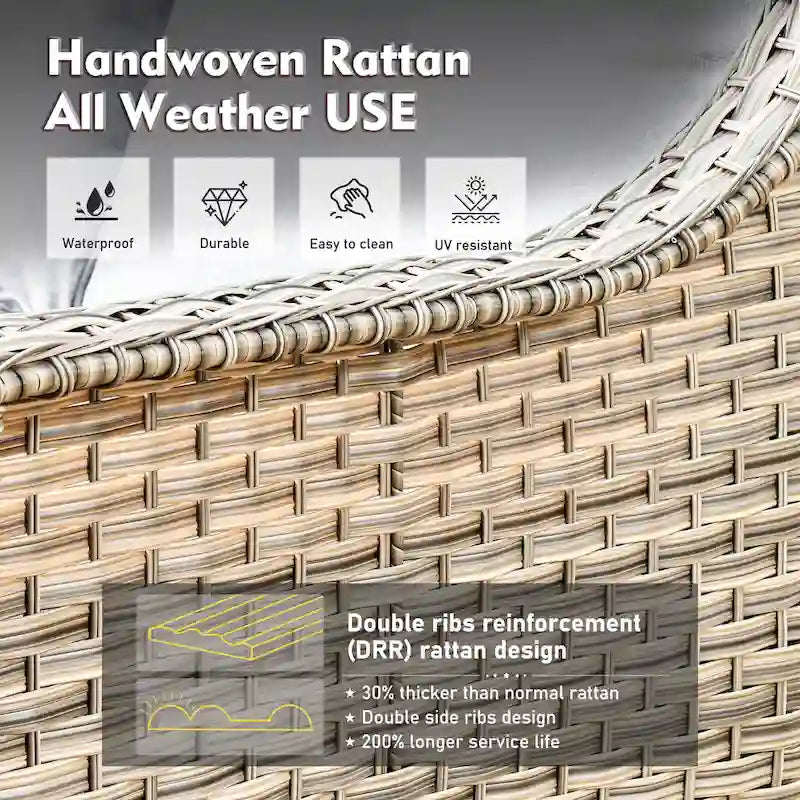 XIZZI 9-teiliges Outdoor-Gartenmöbel-Set mit drehbarem Sessel
