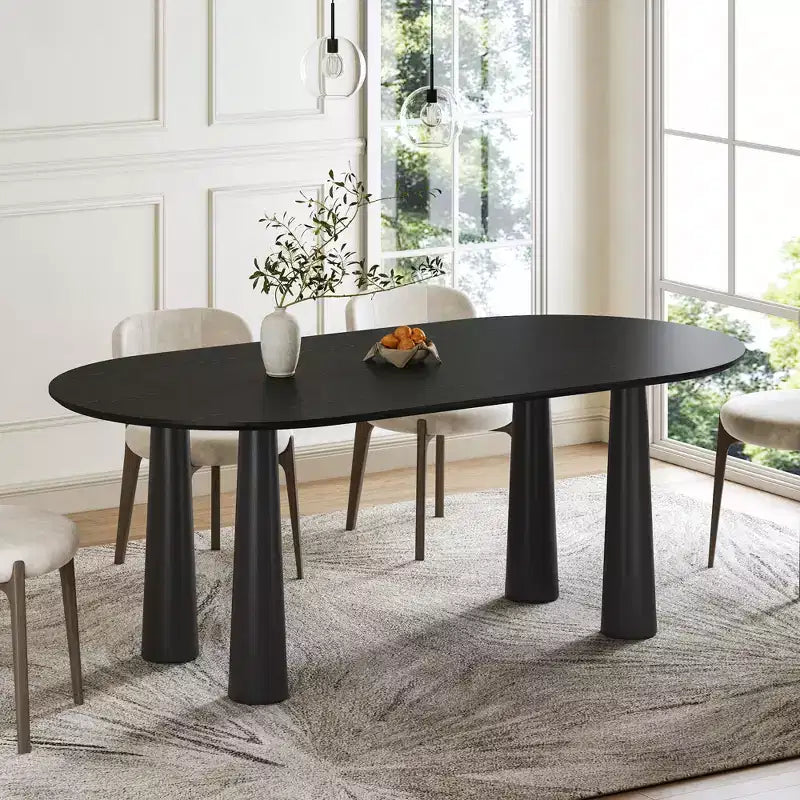 Dovelina ovale houten eettafel van 67 met 4 poten, moderne keukentafel voor 6 personen