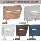 Rustic Solid Wood Entryway Storage Bench with Safety Hinge