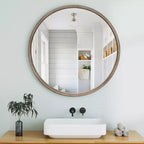 GDFStudio Norvyn 23.6 Round Wall Mirror with Sliding Storage Cabinet