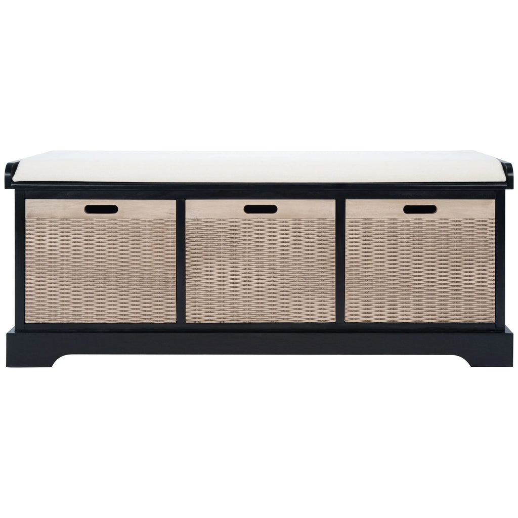 SAFAVIEH Fiorello 3-Drawer with Cushion Storage Bench - 47.3 W x 15 L x 19 H - 47Wx15Dx19H