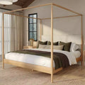 Harbor-Himmelbett in Kingsize mit gepolstertem Kopfteil, Blond/Swiss Coffee (MD2411-01)