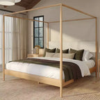 Harbor-Himmelbett in Kingsize mit gepolstertem Kopfteil, Blond/Swiss Coffee (MD2411-01)