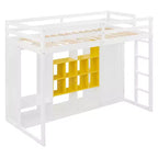 Kinder-Hochbett mit Kleiderschrank und Regalen, Hochbettgestell aus Holz mit Stauraumschrank für Kinder und Jugendliche
