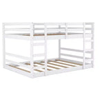 Lit superposé bas, lit superposé en bois au ras du sol avec échelle, lit superposé avec barrières de sécurité complètes