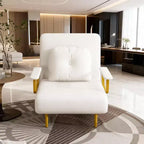 Canapé-lit pliant 3-en-1, fauteuil convertible avec dossier réglable en 5 positions et coussin, couchage gain de place pour salon, chambre et bureau (blanc)