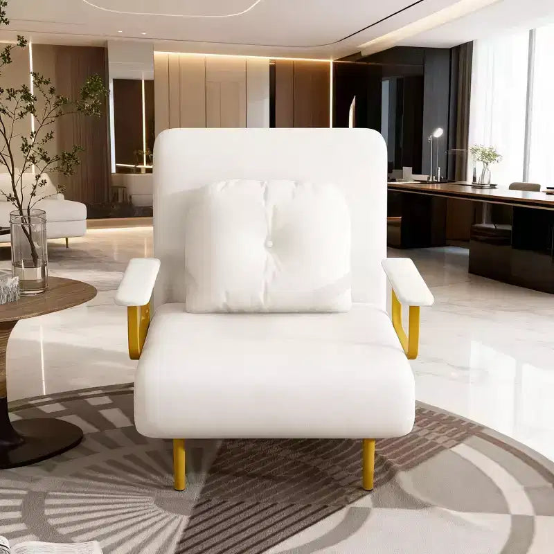 Canapé-lit pliant 3-en-1, fauteuil convertible avec dossier réglable en 5 positions et coussin, couchage gain de place pour salon, chambre et bureau (blanc)