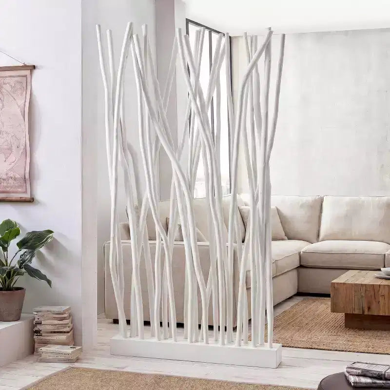 JONATHAN Y Tranquil, 39 B x 68 H, handgefertigter Raumteiler aus Teakzweigen im Küsten-Boho-Stil, einteilig