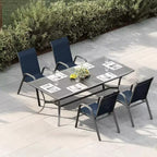 Chaises de patio, ensemble de 4 ou 6 chaises de salle à manger d’extérieur empilables, légères et résistantes à toutes les intempéries, en textilène, avec accoudoirs, pour jardin et terrasse de piscine