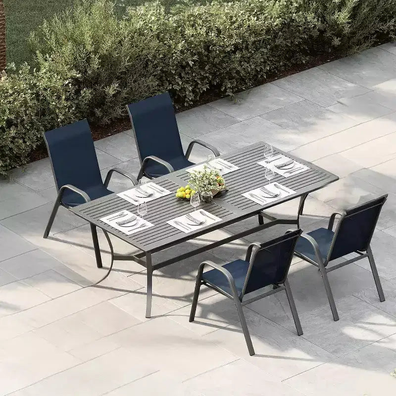 Chaises de patio, ensemble de 4 ou 6 chaises de salle à manger d’extérieur empilables, légères et résistantes à toutes les intempéries, en textilène, avec accoudoirs, pour jardin et terrasse de piscine