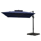 MAISON ARTS Parasol déporté hydraulique automatique de 12 pieds, mât en aluminium, rotation à 360 degrés