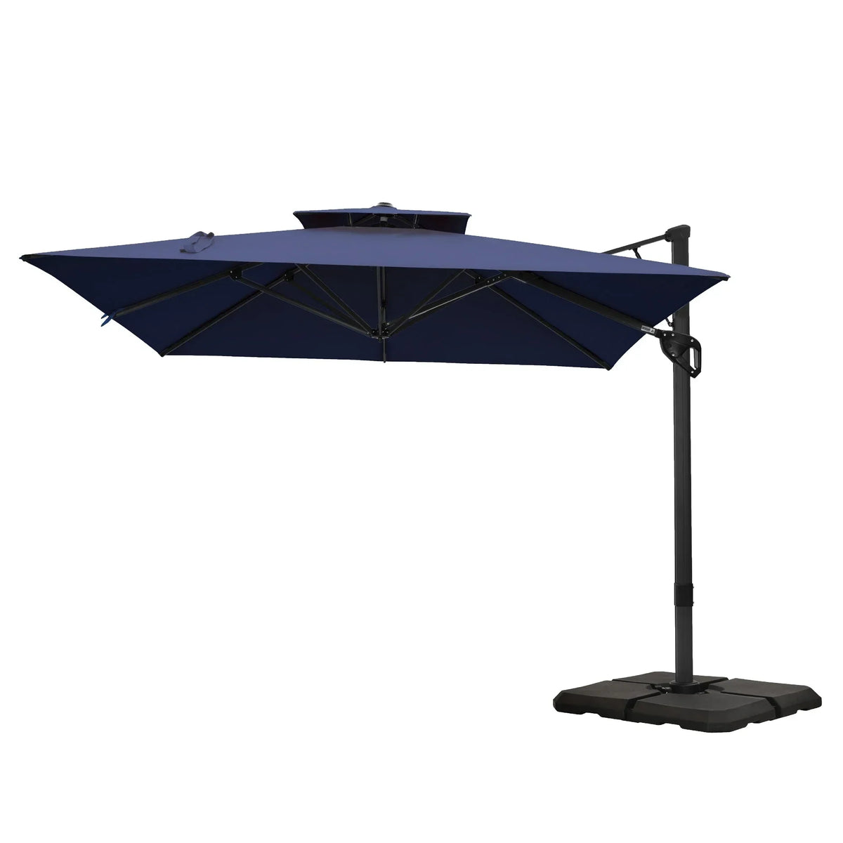 MAISON ARTS Parasol déporté hydraulique automatique de 12 pieds, mât en aluminium, rotation à 360 degrés