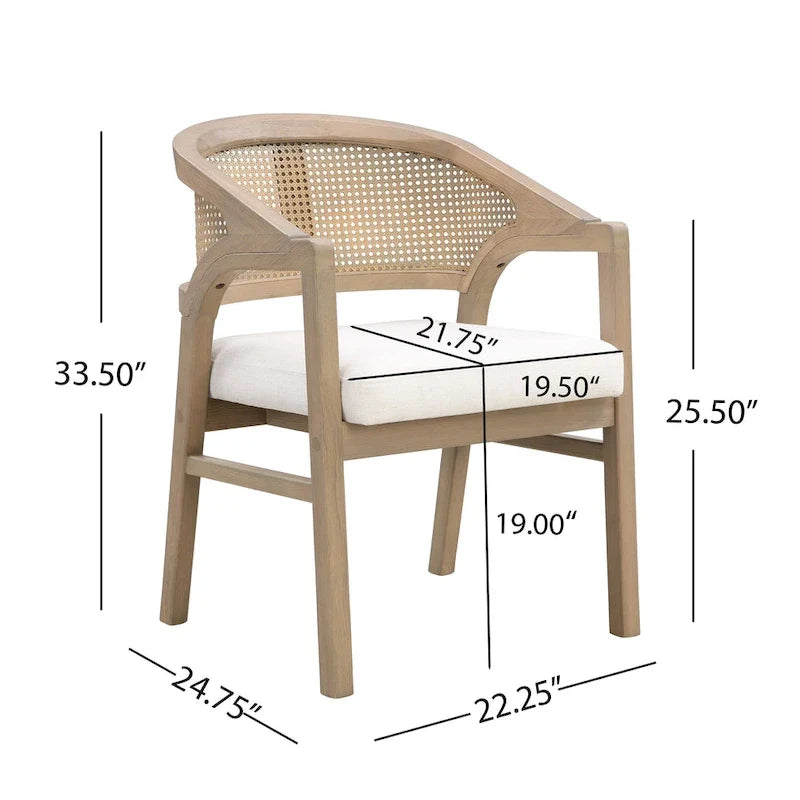 Christopher Knight Home – Chaise de salle à manger rembourrée en cannage (lot de 2)
