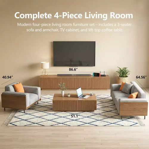 51,1 moderner Couchtisch im Mid-Century-Stil mit aufklappbarer Tischplatte, rechteckiger Walnuss-Mitteltisch für das Wohnzimmer