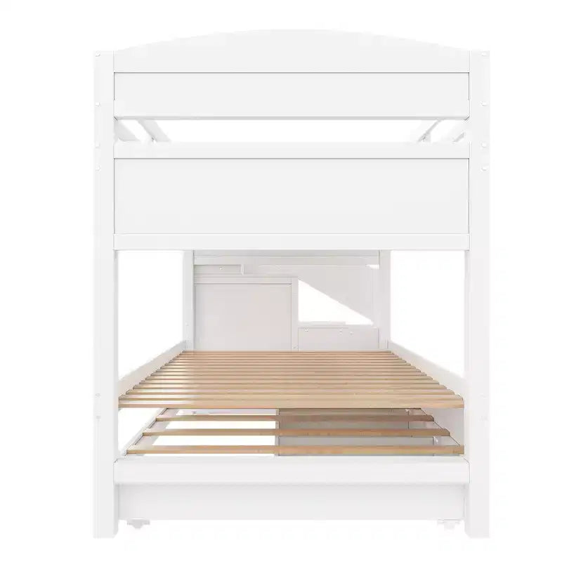 Cadre de lit superposé Whisen Twin XL avec lit gigogne, rangement, escalier de rangement en bois massif, armoire et 3 tiroirs, pour enfants