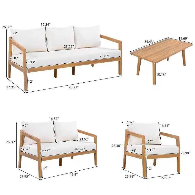 Christopher Knight Home Sunny Modernes 5-teiliges Sitzset aus Akazienholz mit rechteckigem Tisch mit Lattenplatte und 7 Sitzplätzen
