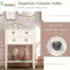 Smalle consoletafel van 60,2 cm met 3 laden en plank, sofatafel voor kleine entrees of woonkamers