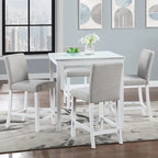 Modern 5-Piece Dining Set with Square Counter Height Table & 4 Upholstered Chairs