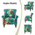 Fauteuil traditionnel Araceli en bois, rembourré à motif floral, avec dossier à oreilles et bordure cloutée| ART OF LIVING DESIGNS