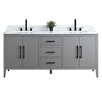 Vanity Art 72 badkamermeubel met dubbele wastafel en blad van composietmarmer