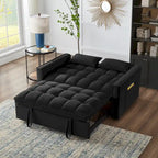 Loveseat-Schlafsofa 4-in-1 mit Armlehnen und Aufbewahrungstaschen, multifunktionales getuftetes Ausziehsofa mit verstellbarer Rückenlehne