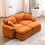2-seater sofa with 2 cushions, 2 pillows and 2 ottomans, comfortable sofa - Living room deep sofa, modular sofa
