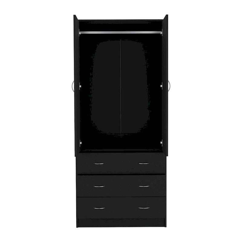 Moderner zweitüriger Kleiderschrank mit 3 Schubladen und 1 Kleiderstange fürs Schlafzimmer