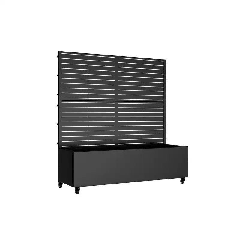 MAYEERTY Jardinière avec treillis en fer noir à persiennes, style classique, 47 x 47 x 16 po, ensemble de 3 pièces