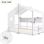 Floor House Bed with Built-In Storage Shelves & Slatted Roof