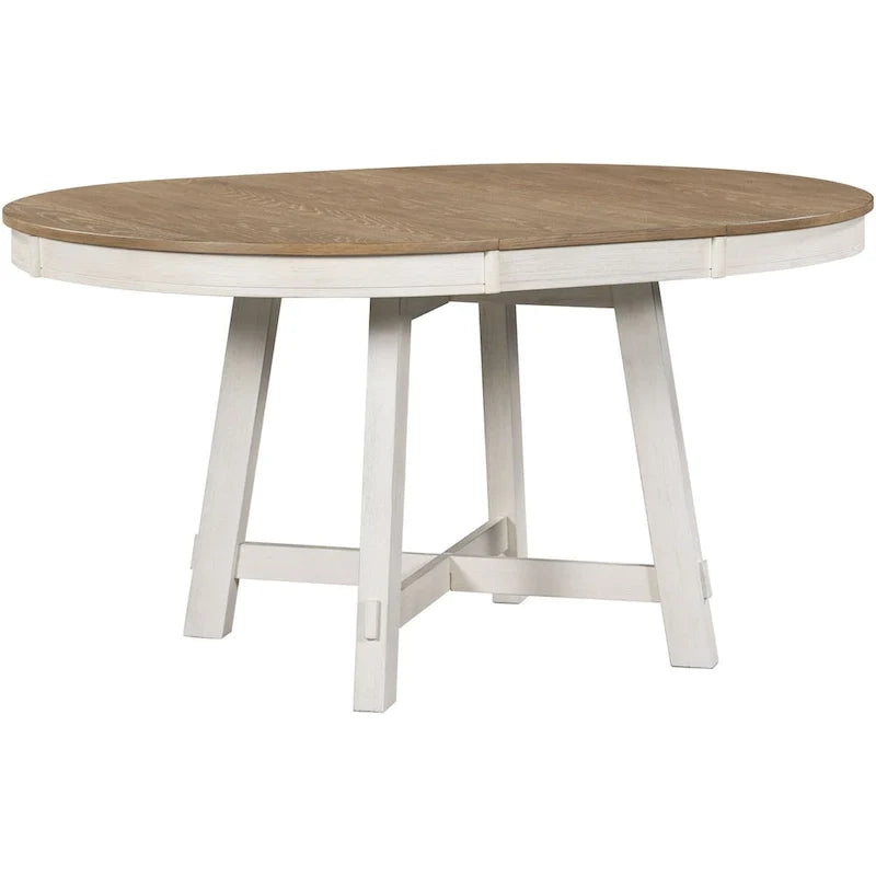 Table de salle à manger ronde extensible de style champêtre avec rallonge de 16 po, table de cuisine en bois