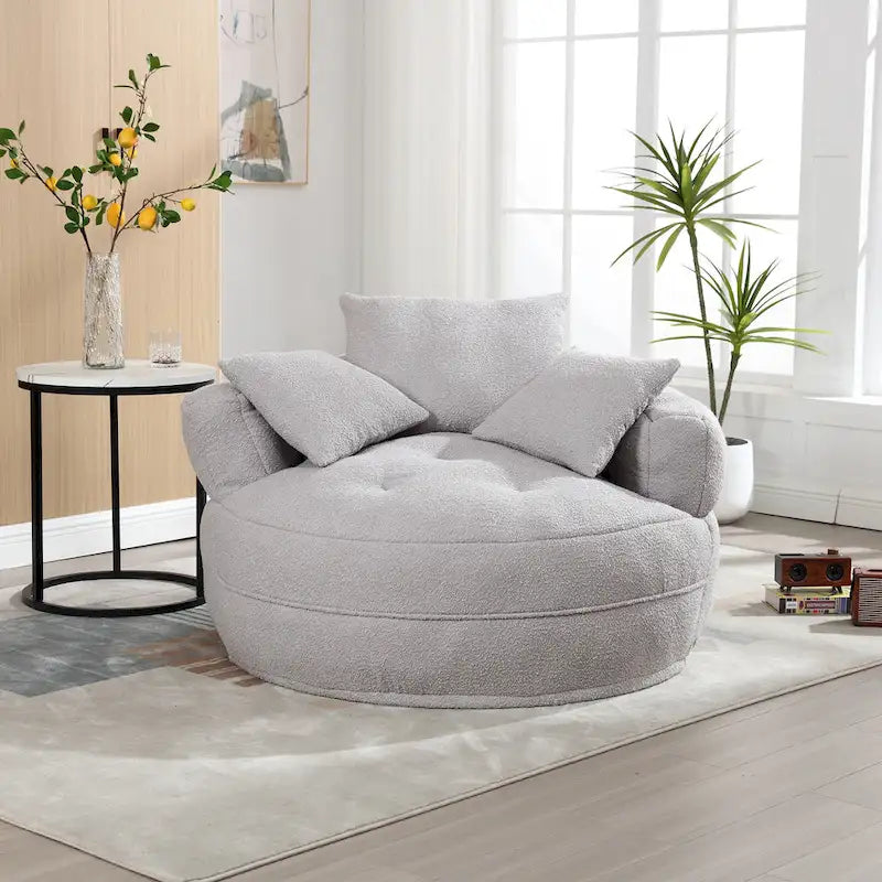 Round Lazy Sofa Chair ?C White/Blue/Grey/Yellow/Orange/Rose Red/Navy/Green, Single & Couple Seat