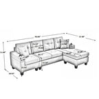 Ecksofa für das Wohnzimmer mit L-förmiger Chaiselongue und Getränkehalter