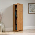 Pantry Storage Cabinet - Highland Oak, Traditional Style, 3 Adjustable Shelves