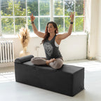 Avana Kami verstellbare Chaiselongue / Yoga und Massage – 2-in-1-Sitzhocker mit verborgenem ausklappbarem Yoga-Loungesessel, Mikrovelours – N/A