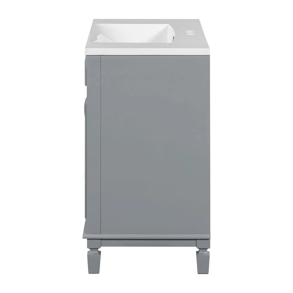 Meuble-lavabo moderne de salle de bains de 36 po avec vasque sur plan, armoire à miroir, 2 portes et 2 tiroirs