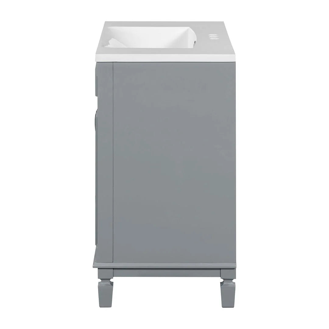 Meuble-lavabo moderne de salle de bains de 36 po avec vasque sur plan, armoire à miroir, 2 portes et 2 tiroirs