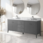Vanity Art 72 badkamermeubel met dubbele wastafel en blad van composietmarmer