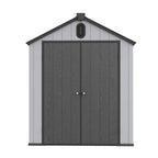 Opslagschuur van 6 ft x 4 ft/6 ft x 8 ft/8 ft x 6 ft/8 ft x 10 ft, weerbestendig kunststofhars voor buiten met vloer, gereedschapsschuur met puntdak