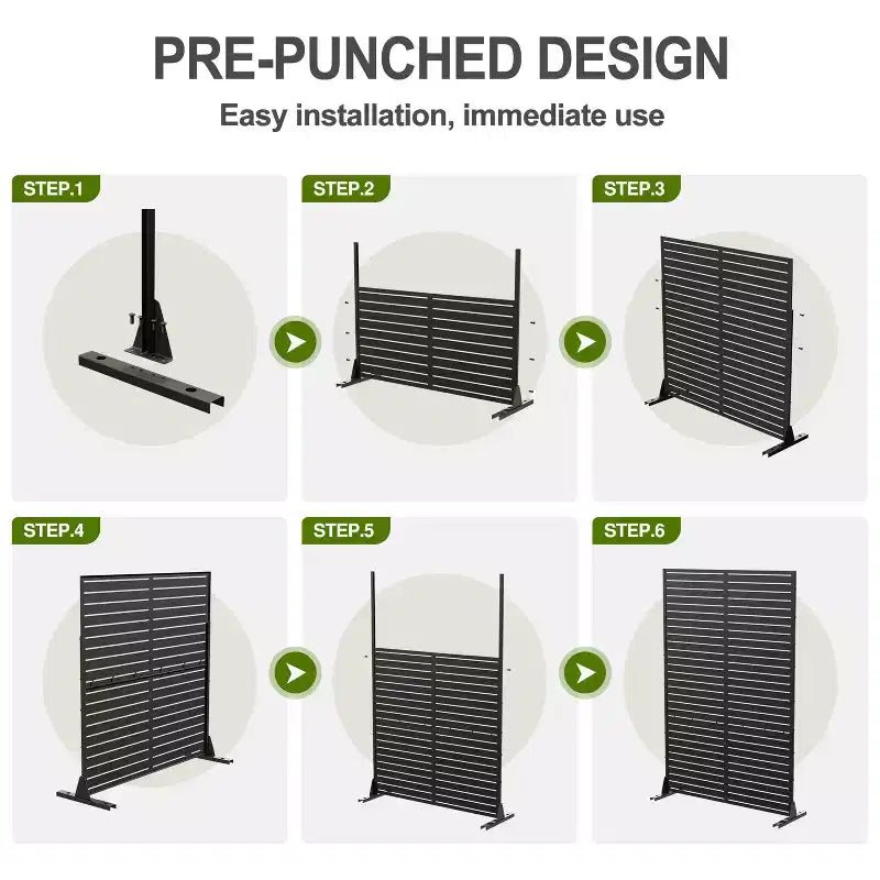 3-Panel Room Divider Screen with Geometric Pattern ?C Black Galvanized Steel