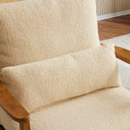 Polster-Sessel aus Leinenmischgewebe mit Holzbeinen und einem Kissen, Beige