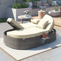 Outdoor-Sonnenliege für die Terrasse, 2-Personen-Tagesbett mit Polstern und Kissen