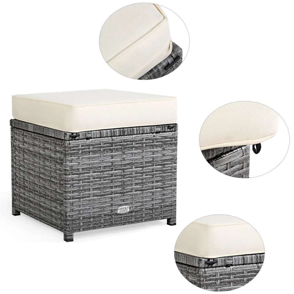 Costway Ensemble repas de jardin en rotin de 7 pièces, canapé d’angle, canapé et pouf — Voir les détails