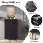White / Marble & Wood 5-Drawer Dresser ?C Fluted Panel, for 1 Person Use