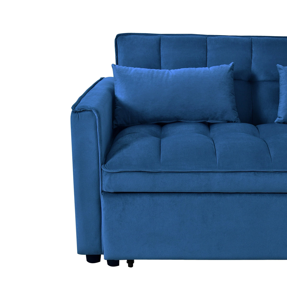 Modernes ausziehbares Schlafsofa, 3-in-1-Schlafsofa mit verstellbarer Rückenlehne, Samt-Loveseat, Kissen und Seitentaschen